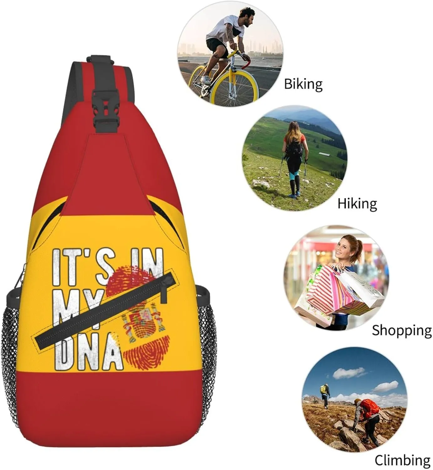 Spanish Its In My Dna Men Crossbody Chest Bag One Shoulder Strap Sling Backpack