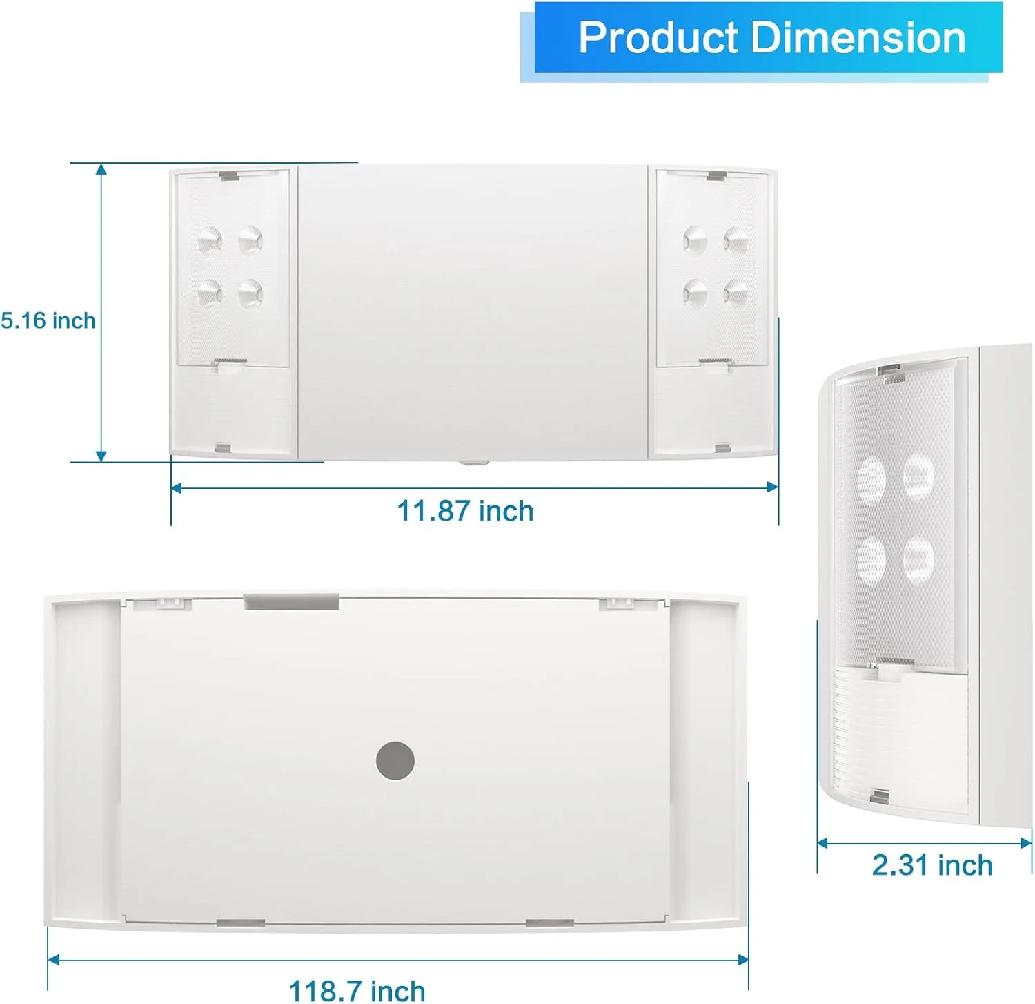 Spectsun 1 Pack LED Emergency Lighting with Battery Backup - Two Square Heads White Commercial Emergency Lights -UL Listed-AC 120/277V-Hardwired Emergency Exit Light Fixtures for Business/Home