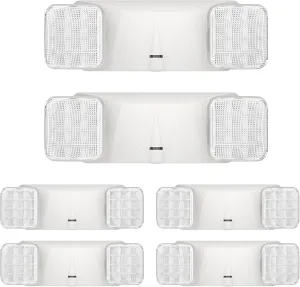 SPECTSUN 6 Packs UL Listed- Led Emergency Lights for Business, with Battery Backup,Hard Wired, UL 924 Certified,AC 120/277V,Two Head Adjustable LED Emergency Lighting.