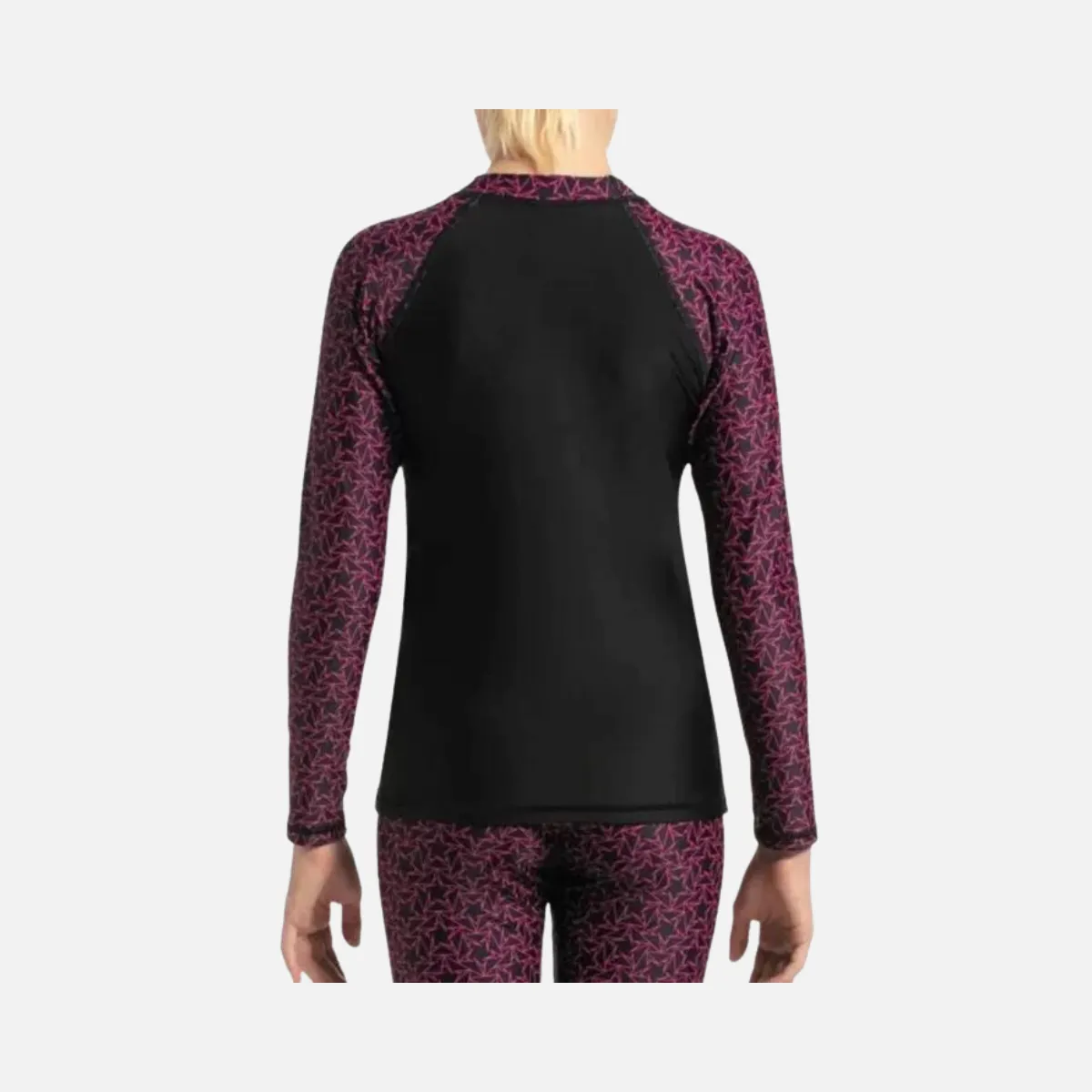 Speedo Girl's Boomstar Long Sleeve Suntop -Black/Electric Pink