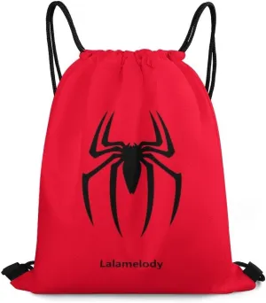 Spider Red Drawstring Backpack for Women Men Waterproof Sackpack Travel Swimming Sports Gym Camping Shopping Bag