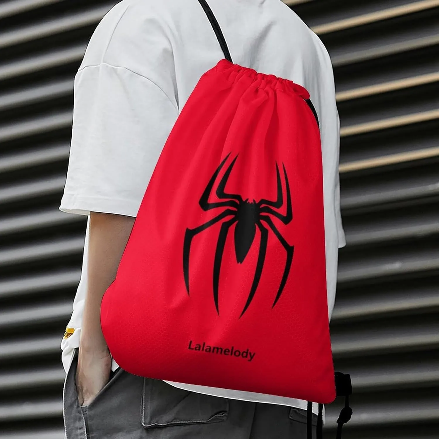Spider Red Drawstring Backpack for Women Men Waterproof Sackpack Travel Swimming Sports Gym Camping Shopping Bag