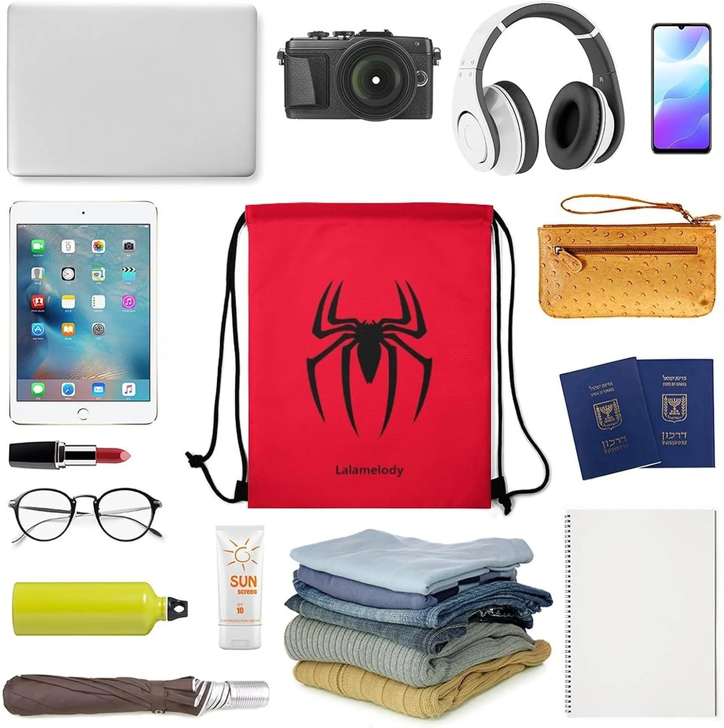 Spider Red Drawstring Backpack for Women Men Waterproof Sackpack Travel Swimming Sports Gym Camping Shopping Bag