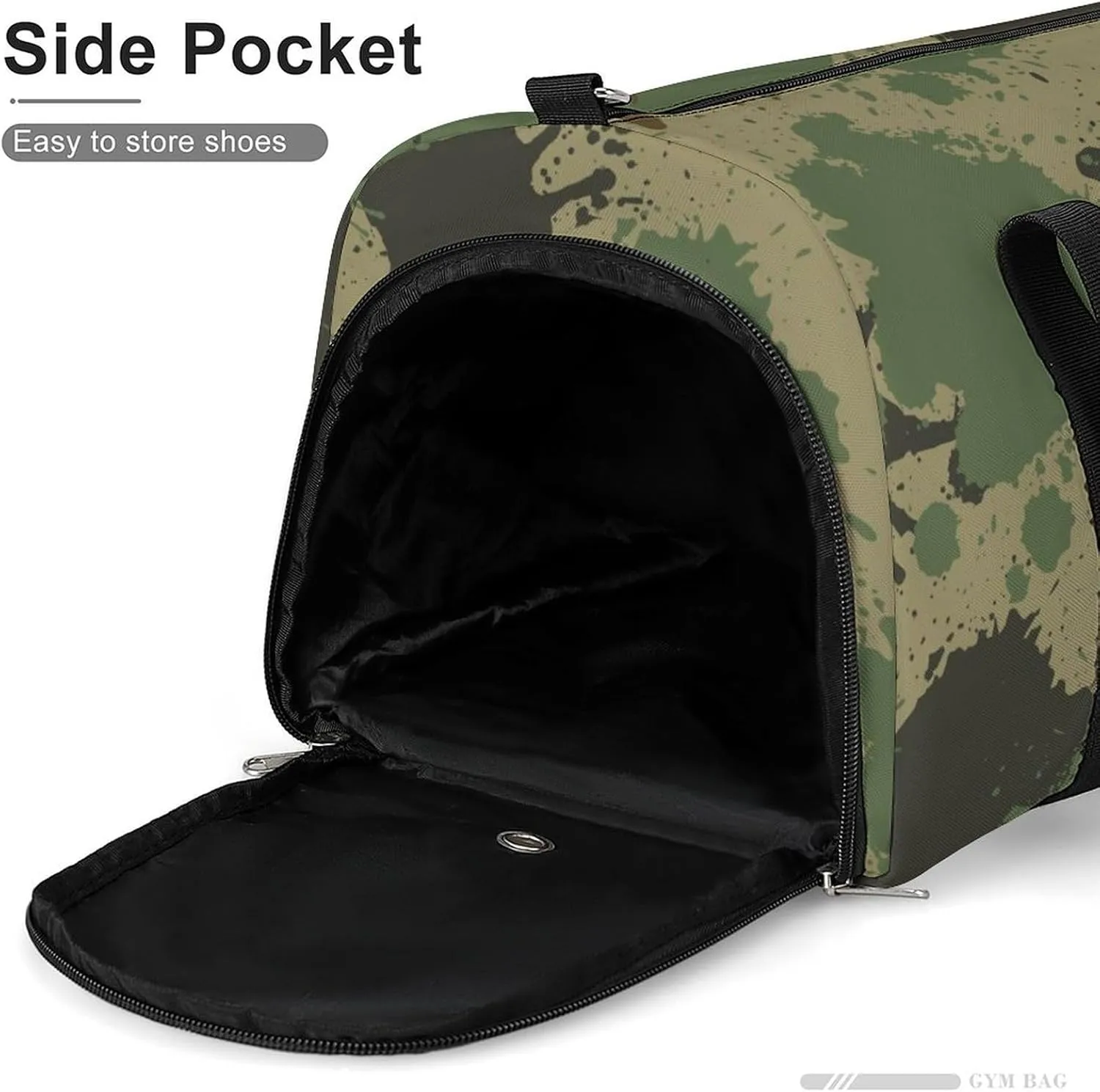 Splash Camouflage Fitness Large Gym Bag for Unisex with Shoe Compartment & Wet Pocket