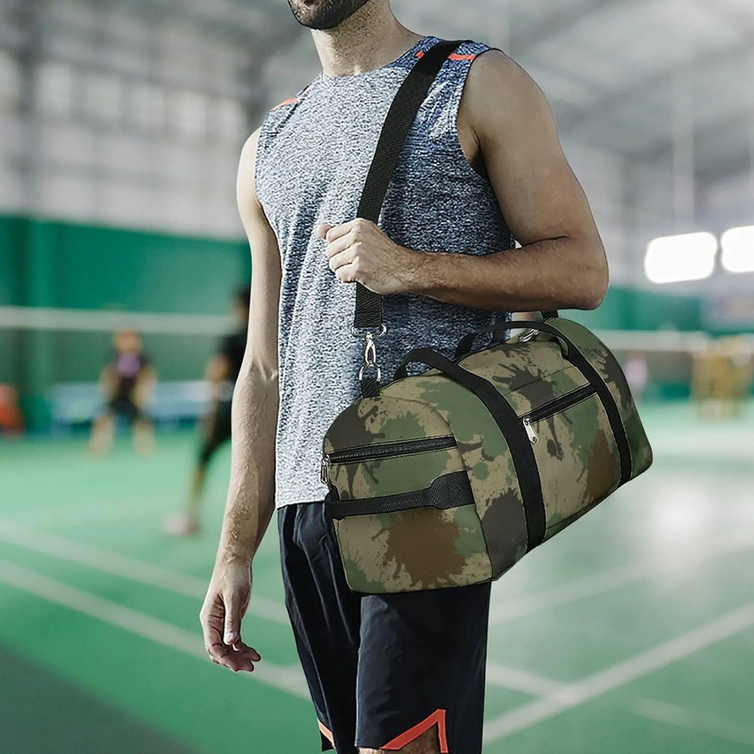 Splash Camouflage Fitness Large Gym Bag for Unisex with Shoe Compartment & Wet Pocket