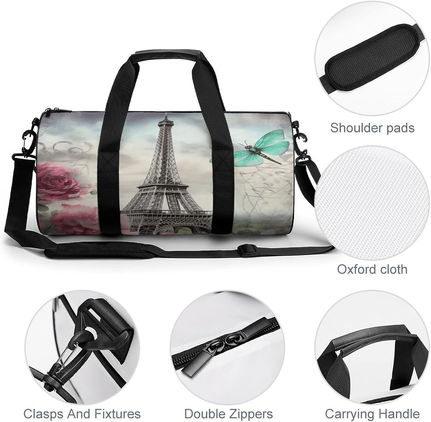 Sport Gym Bag for Women Men,A Dog Cylindrical Travel Duffel Bag with Adjustable Straps for Travel, Sports, Workout