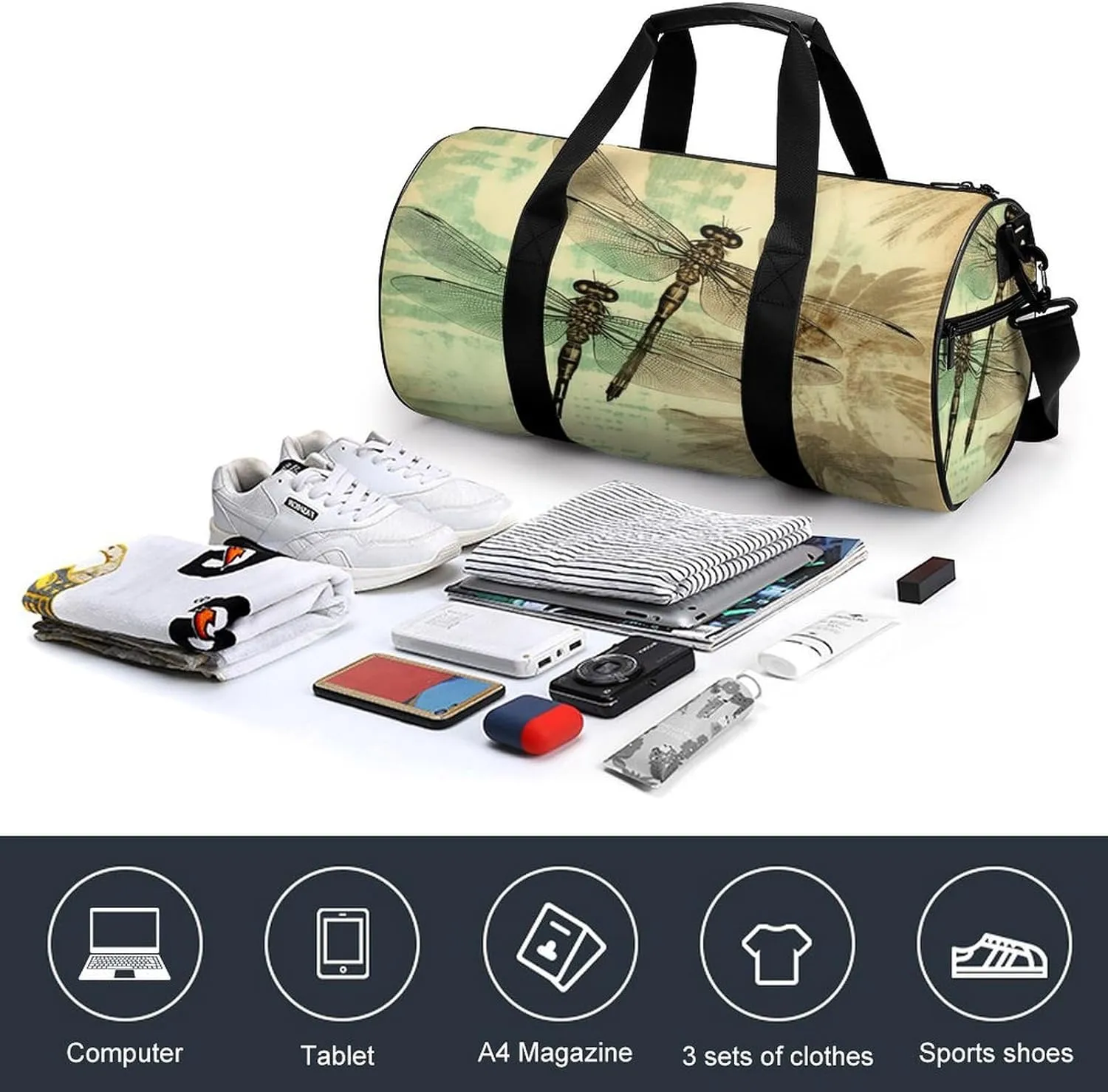 Sport Gym Bag for Women Men,A Dog Cylindrical Travel Duffel Bag with Adjustable Straps for Travel, Sports, Workout
