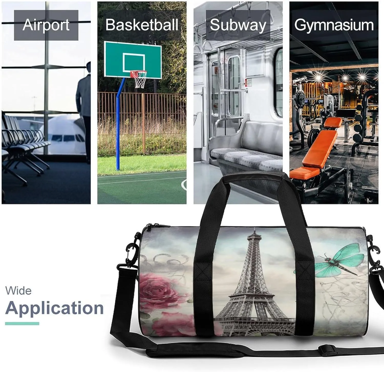 Sport Gym Bag for Women Men,A Dog Cylindrical Travel Duffel Bag with Adjustable Straps for Travel, Sports, Workout
