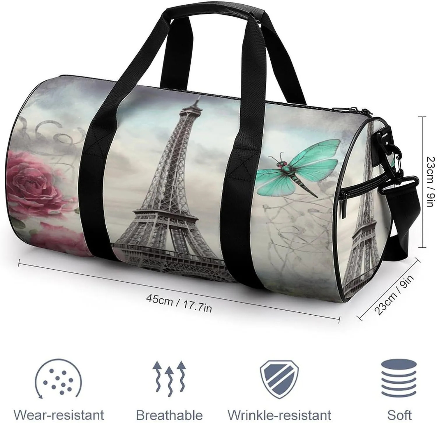 Sport Gym Bag for Women Men,A Dog Cylindrical Travel Duffel Bag with Adjustable Straps for Travel, Sports, Workout