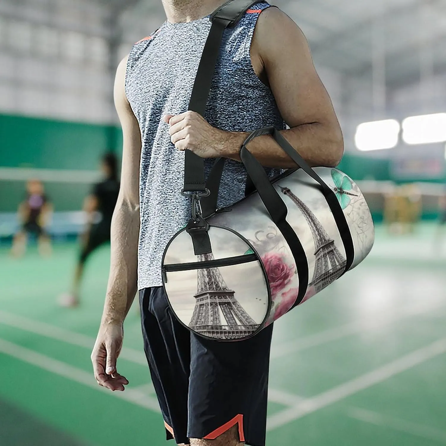 Sport Gym Bag for Women Men,A Dog Cylindrical Travel Duffel Bag with Adjustable Straps for Travel, Sports, Workout