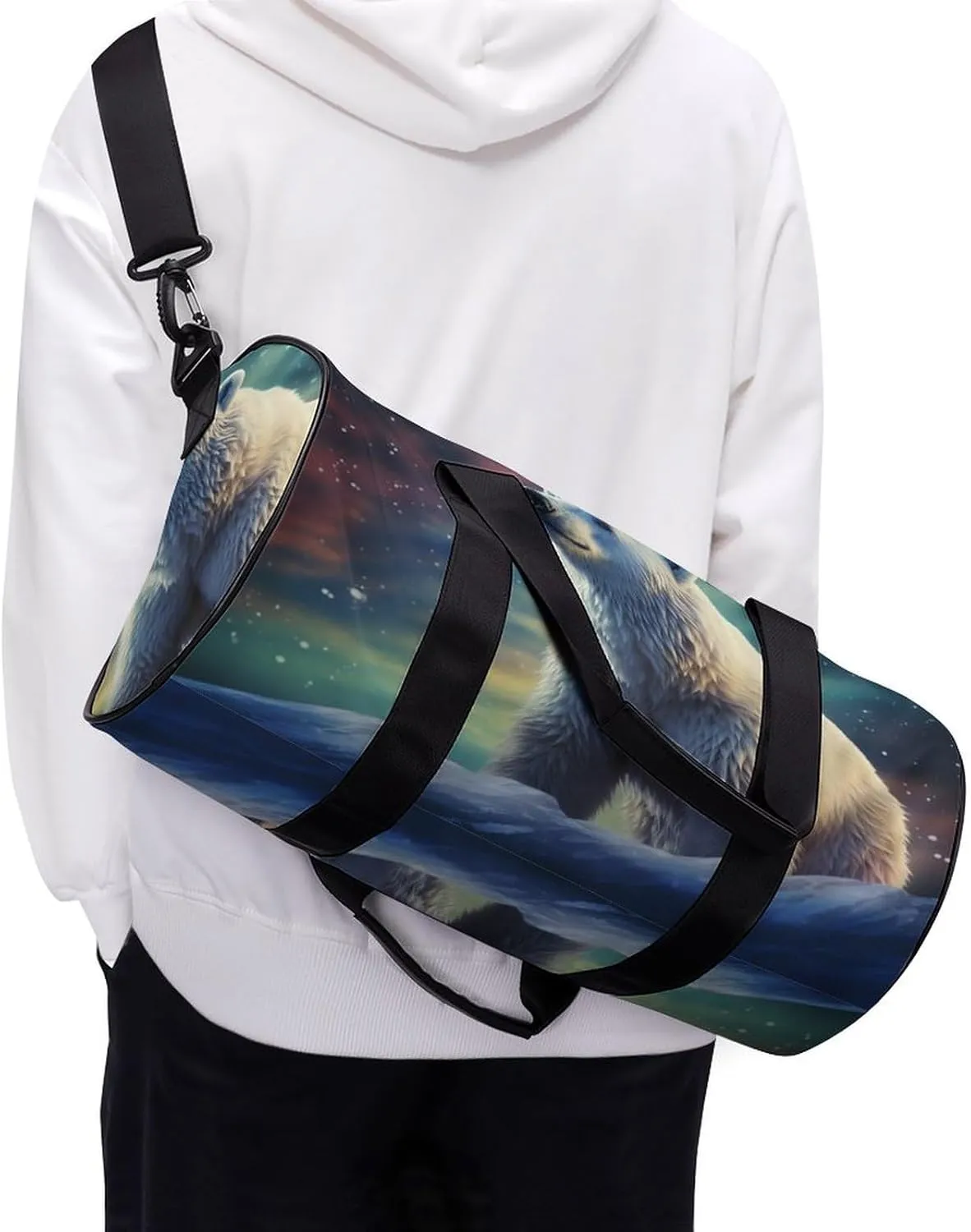 Sport Gym Bag for Women Men,Owl Cylindrical Travel Duffel Bag with Adjustable Straps for Travel, Sports, Workout