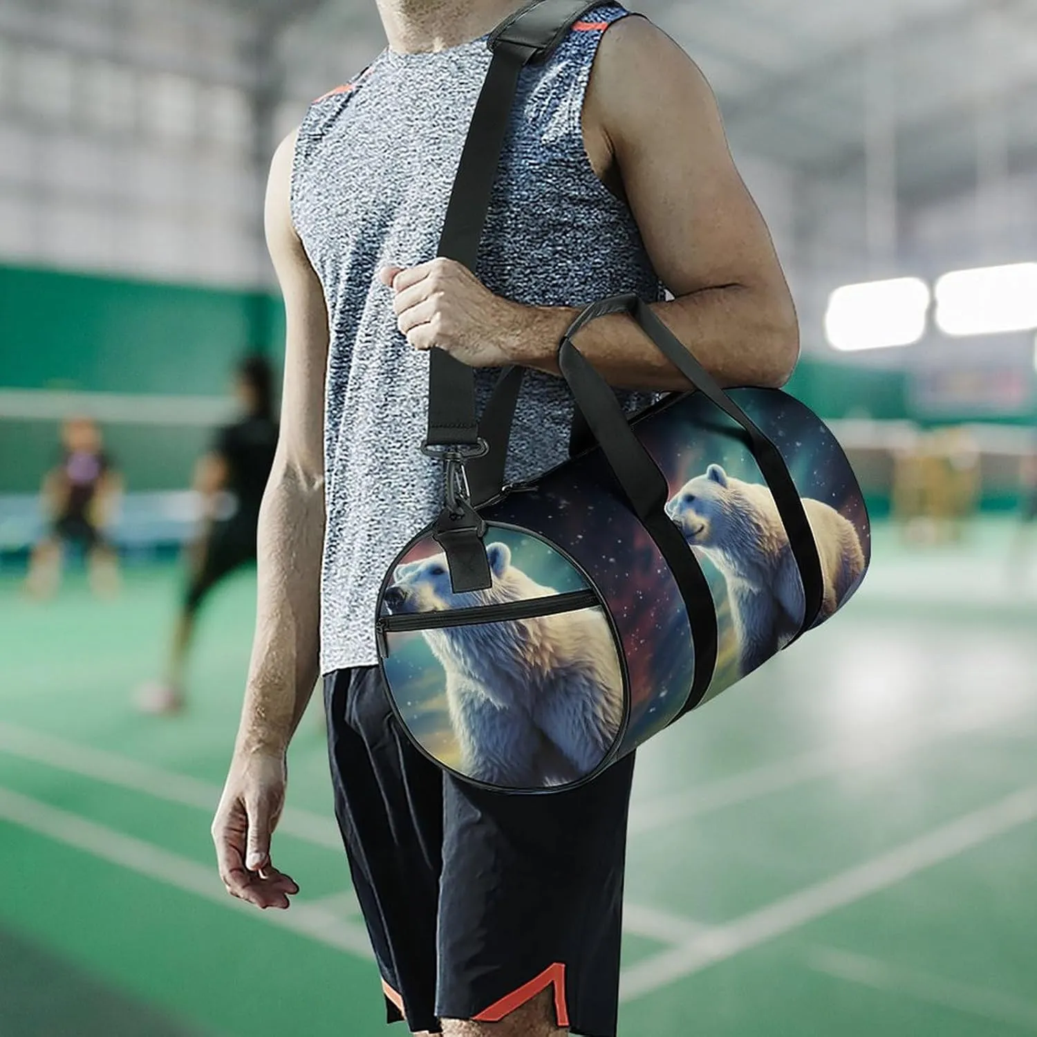 Sport Gym Bag for Women Men,Owl Cylindrical Travel Duffel Bag with Adjustable Straps for Travel, Sports, Workout