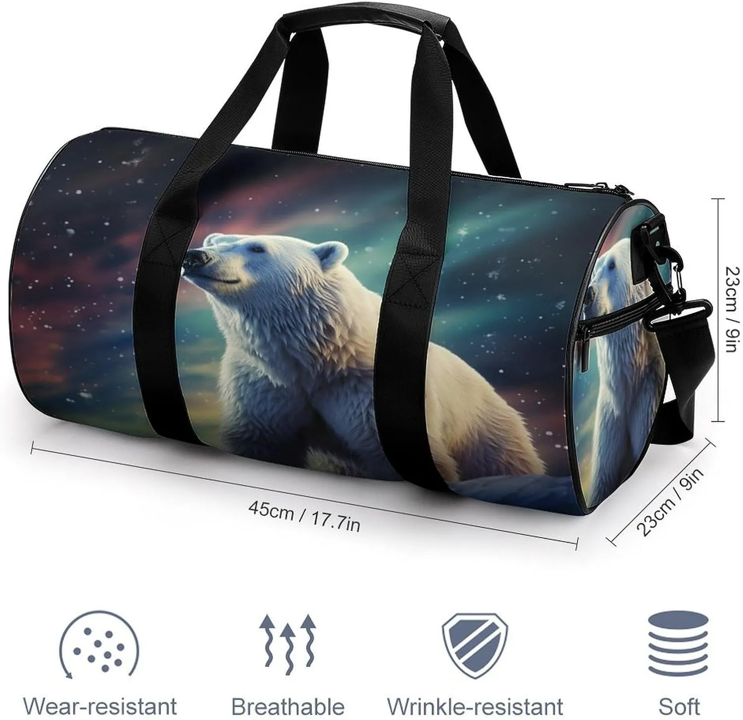 Sport Gym Bag for Women Men,Owl Cylindrical Travel Duffel Bag with Adjustable Straps for Travel, Sports, Workout