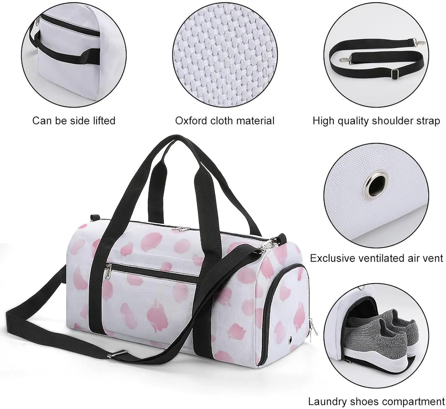 Sport Gym Duffel with Shoe Compartment Wet Pocket, Petals-apples-flowers Shoulder Travel Bag for Women Men