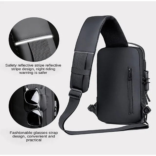Sport Sling Backpack Anti-theft USB Charging Shoulder Bag Sling Bag Waterproof Shoulder Backpack Sports Crossbody Bag Back to School Gift