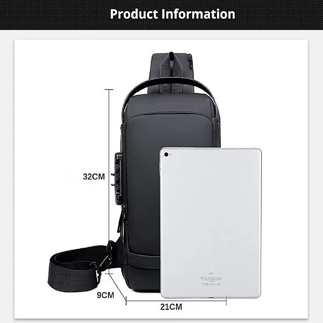 Sport Sling Backpack Anti-theft USB Charging Shoulder Bag Sling Bag Waterproof Shoulder Backpack Sports Crossbody Bag Back to School Gift