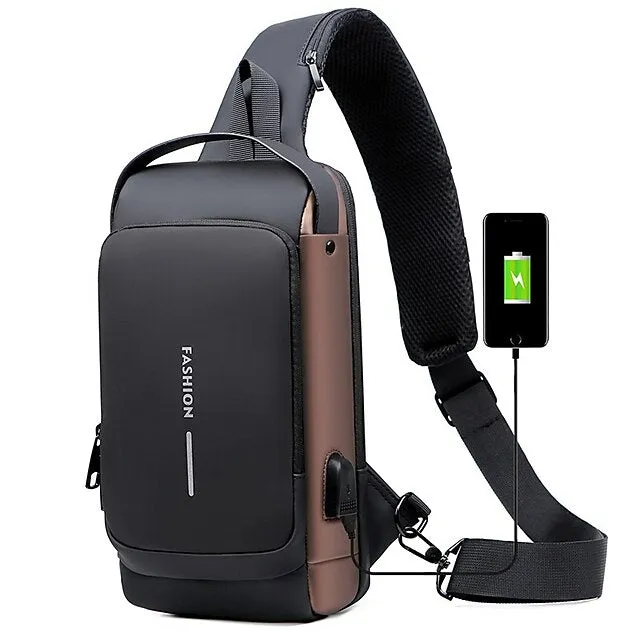 Sport Sling Backpack Anti-theft USB Charging Shoulder Bag Sling Bag Waterproof Shoulder Backpack Sports Crossbody Bag Back to School Gift