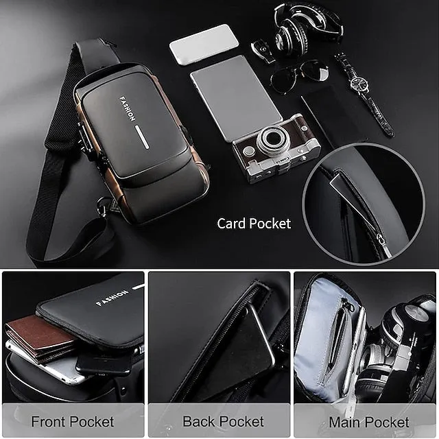 Sport Sling Backpack Anti-theft USB Charging Shoulder Bag Sling Bag Waterproof Shoulder Backpack Sports Crossbody Bag Back to School Gift