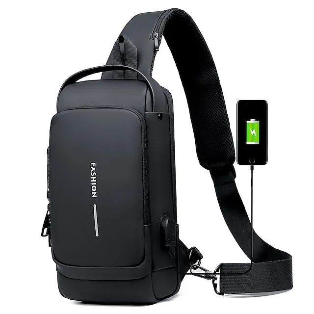 Sport Sling Backpack Anti-theft USB Charging Shoulder Bag Sling Bag Waterproof Shoulder Backpack Sports Crossbody Bag Back to School Gift
