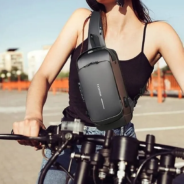 Sport Sling Backpack Anti-theft USB Charging Shoulder Bag Sling Bag Waterproof Shoulder Backpack Sports Crossbody Bag Back to School Gift