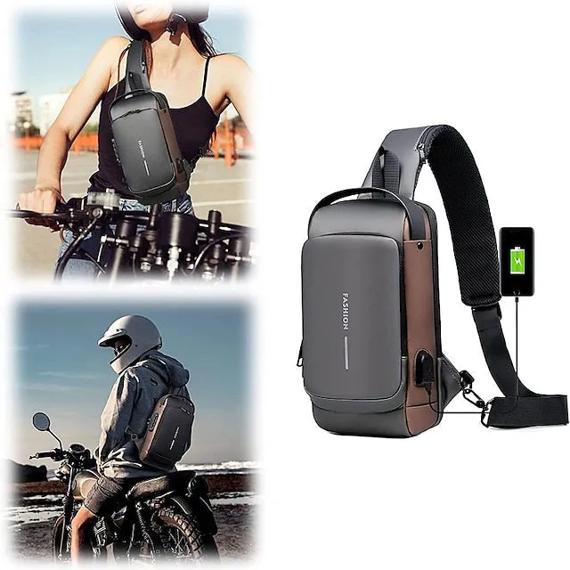 Sport Sling Backpack Anti-theft USB Charging Shoulder Bag Sling Bag Waterproof Shoulder Backpack Sports Crossbody Bag Back to School Gift