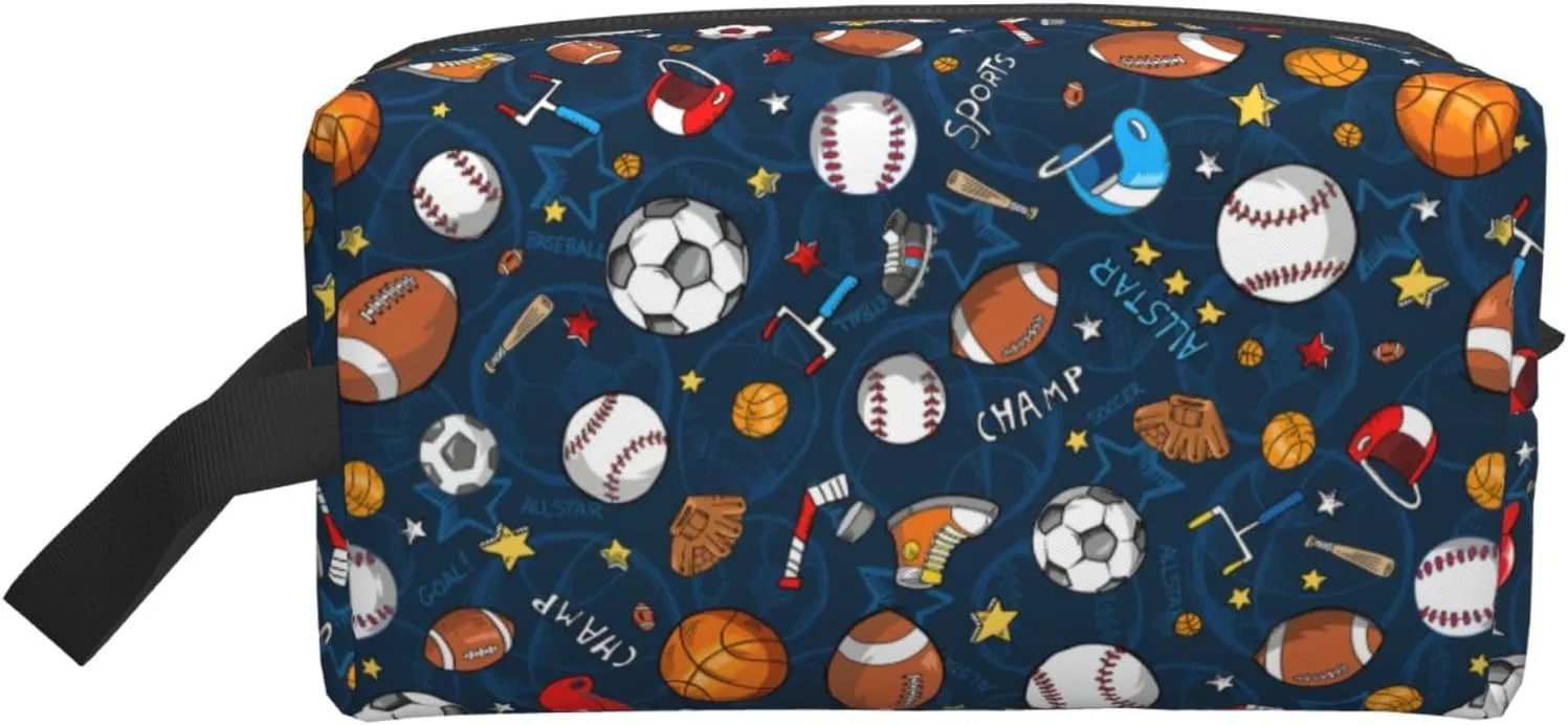 Sports Baseball Game Print Travel Toiletry Organizer Bag, Cosmetic & Storage Pouch For Travel And Daily Use
