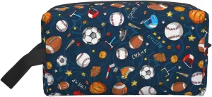 Sports Baseball Game Print Travel Toiletry Organizer Bag, Cosmetic & Storage Pouch For Travel And Daily Use