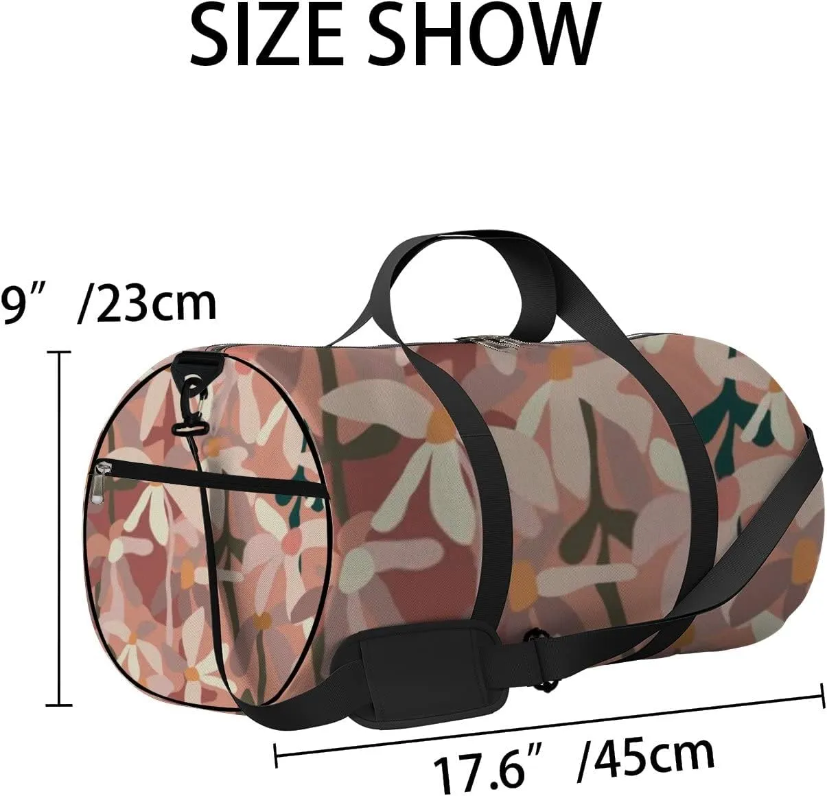 Sports Gym Bag for Women and Men Waterproof Abstract Flowers Pink Duffel Bag Lightweight Carryon Traveling Boarding Gripsack
