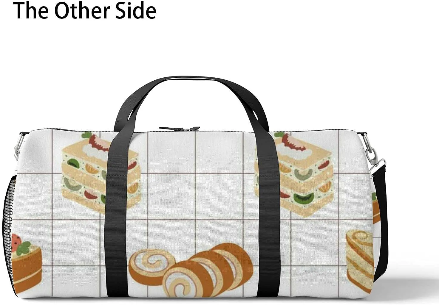 Sports Gym Bag for Women and Men Waterproof Bakery Food Illustration Fruit Cake Castella Duffel Bag Lightweight Carryon Traveling Boarding Gripsack