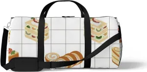 Sports Gym Bag for Women and Men Waterproof Bakery Food Illustration Fruit Cake Castella Duffel Bag Lightweight Carryon Traveling Boarding Gripsack
