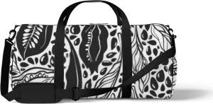 Sports Gym Bag for Women and Men Waterproof Black Seed Sketch Pattern Duffel Bag Lightweight Carryon Traveling Boarding Gripsack