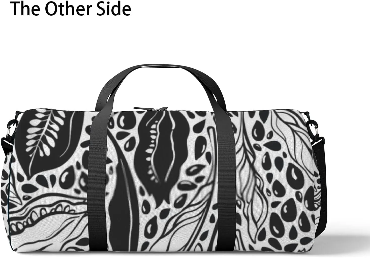Sports Gym Bag for Women and Men Waterproof Black Seed Sketch Pattern Duffel Bag Lightweight Carryon Traveling Boarding Gripsack