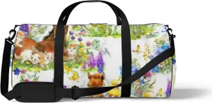 Sports Gym Bag for Women and Men Waterproof Cartoon Cute Horses Summer Field Duffel Bag Lightweight Carryon Traveling Boarding Gripsack