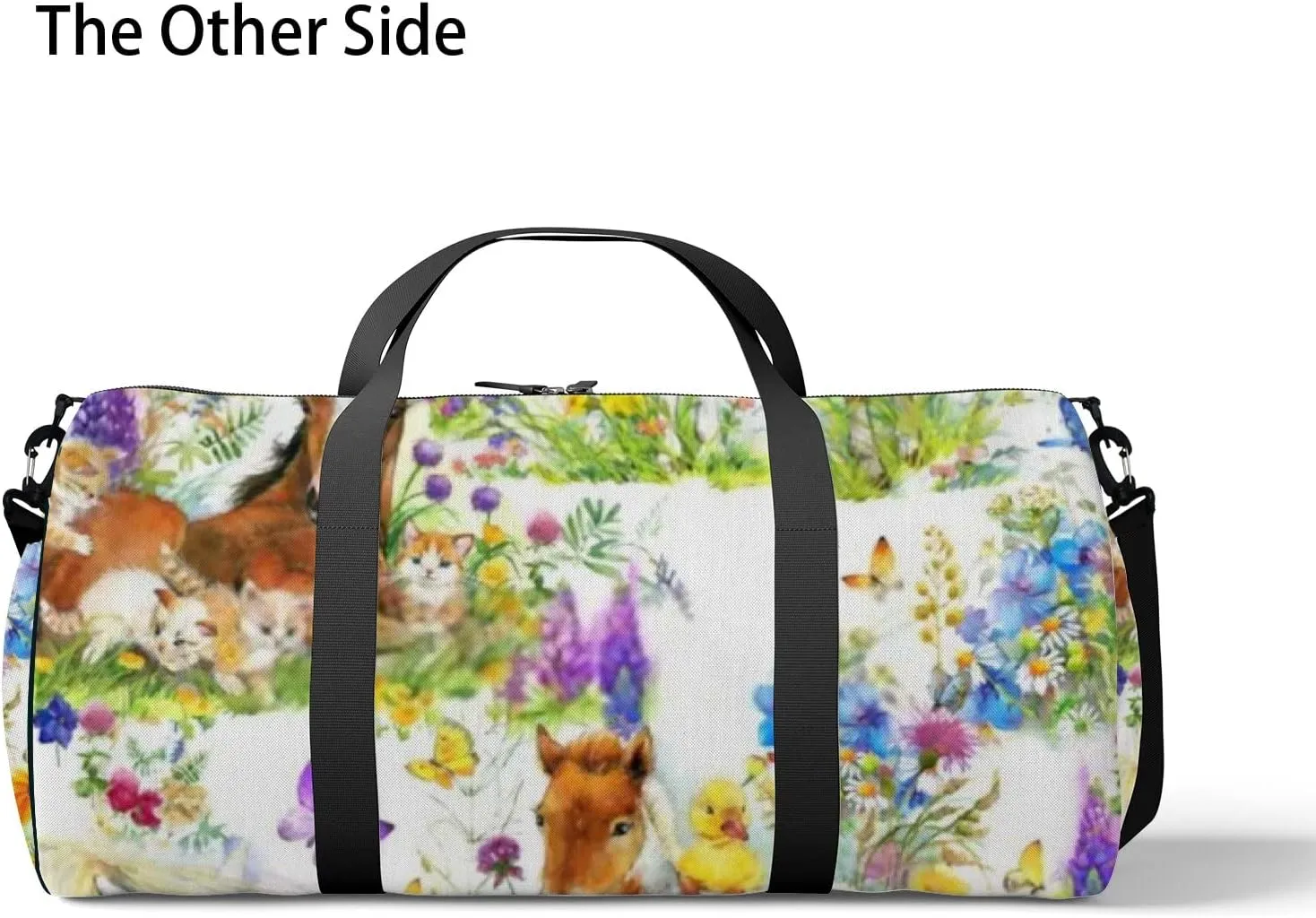 Sports Gym Bag for Women and Men Waterproof Cartoon Cute Horses Summer Field Duffel Bag Lightweight Carryon Traveling Boarding Gripsack