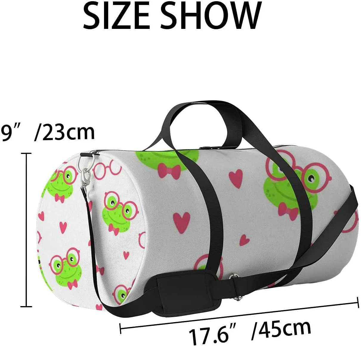 Sports Gym Bag for Women and Men Waterproof Cute Frogs Pattern Duffel Bag Lightweight Carryon Traveling Boarding Gripsack