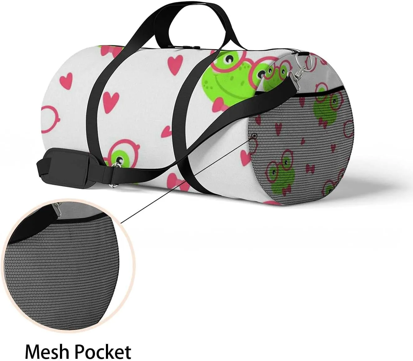 Sports Gym Bag for Women and Men Waterproof Cute Frogs Pattern Duffel Bag Lightweight Carryon Traveling Boarding Gripsack