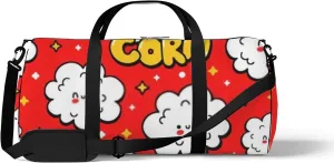 Sports Gym Bag for Women and Men Waterproof Cute Popcorn Pattern Red Duffel Bag Lightweight Carryon Traveling Boarding Gripsack