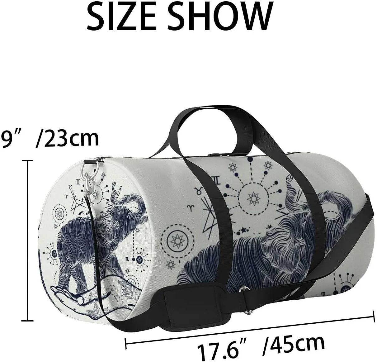 Sports Gym Bag for Women and Men Waterproof Elephant Art Style Duffel Bag Lightweight Carryon Traveling Boarding Gripsack