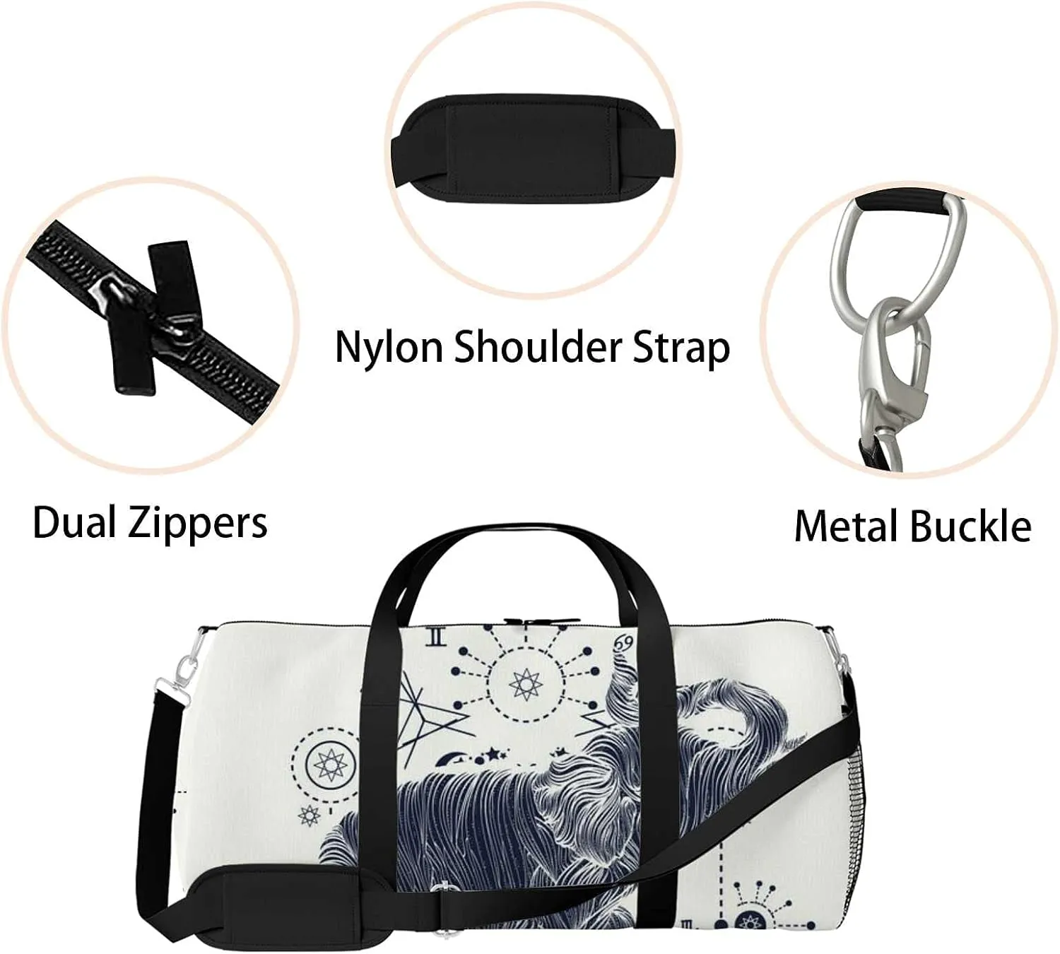 Sports Gym Bag for Women and Men Waterproof Elephant Art Style Duffel Bag Lightweight Carryon Traveling Boarding Gripsack