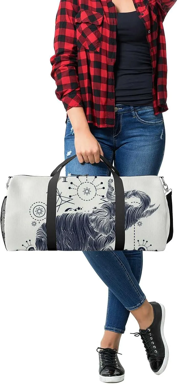 Sports Gym Bag for Women and Men Waterproof Elephant Art Style Duffel Bag Lightweight Carryon Traveling Boarding Gripsack