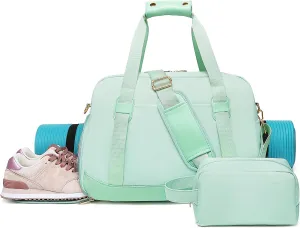 Sports Gym Bag for Women, Travel Duffle Bag with Shoe Compartment & Wet Pocket, Fitness Yoga Bag Weekender Overnight Bag Small