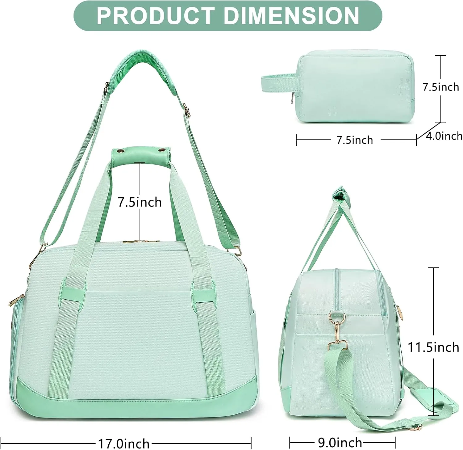 Sports Gym Bag for Women, Travel Duffle Bag with Shoe Compartment & Wet Pocket, Fitness Yoga Bag Weekender Overnight Bag Small
