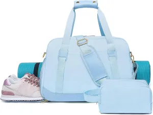 Sports Gym Bag for Women, Travel Duffle Bag with Shoe Compartment & Wet Pocket, Fitness Yoga Bag Weekender Overnight Bag Small