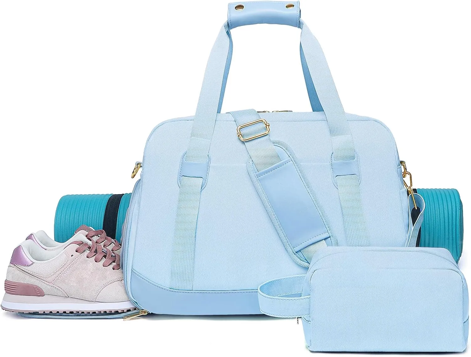 Sports Gym Bag for Women, Travel Duffle Bag with Shoe Compartment & Wet Pocket, Fitness Yoga Bag Weekender Overnight Bag Small
