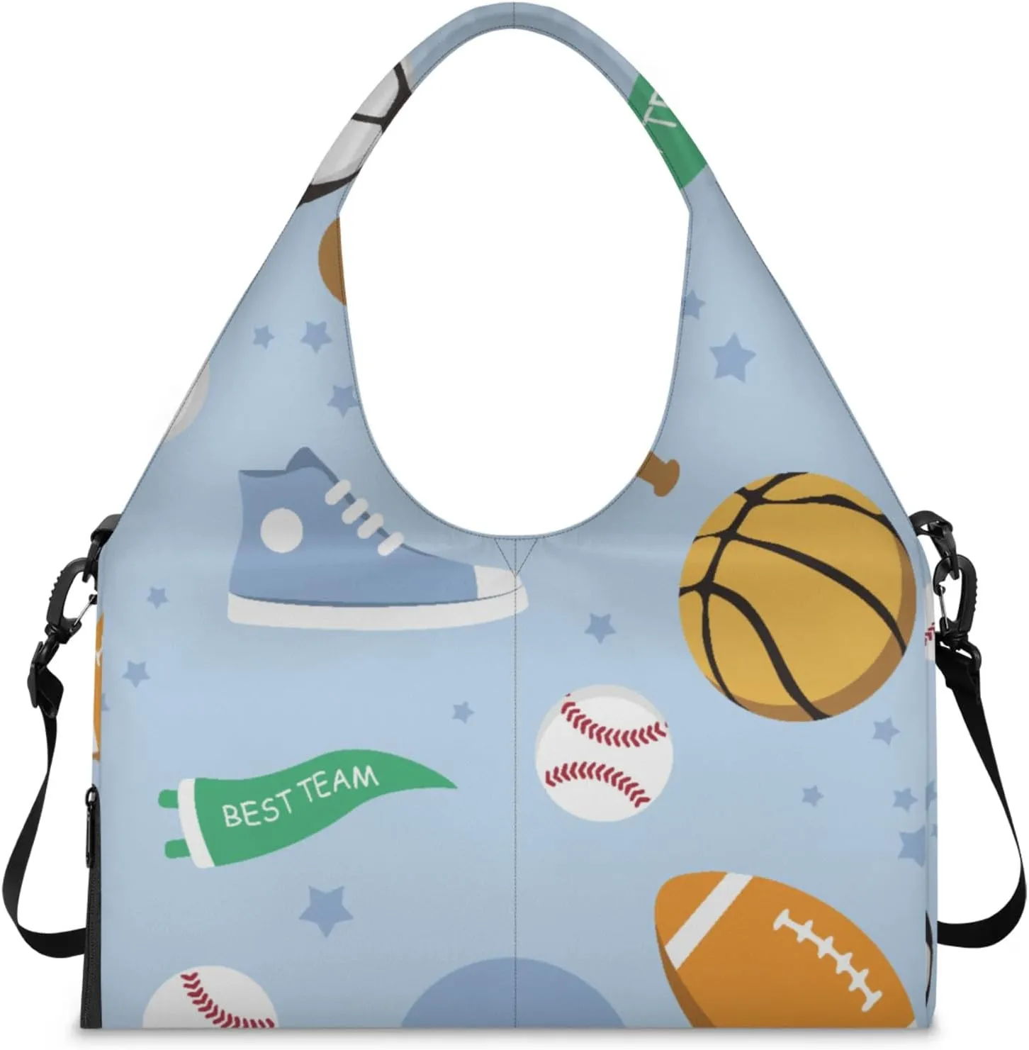 Sports Team Pattern Gym Bag Yoga Mat Tote for Women with Shoes Compartment Lightweight Duffle Travel Carrier Wet Dry Storage Pockets Adjustable Pilates Mats Shoulder Bags for Sport Swim