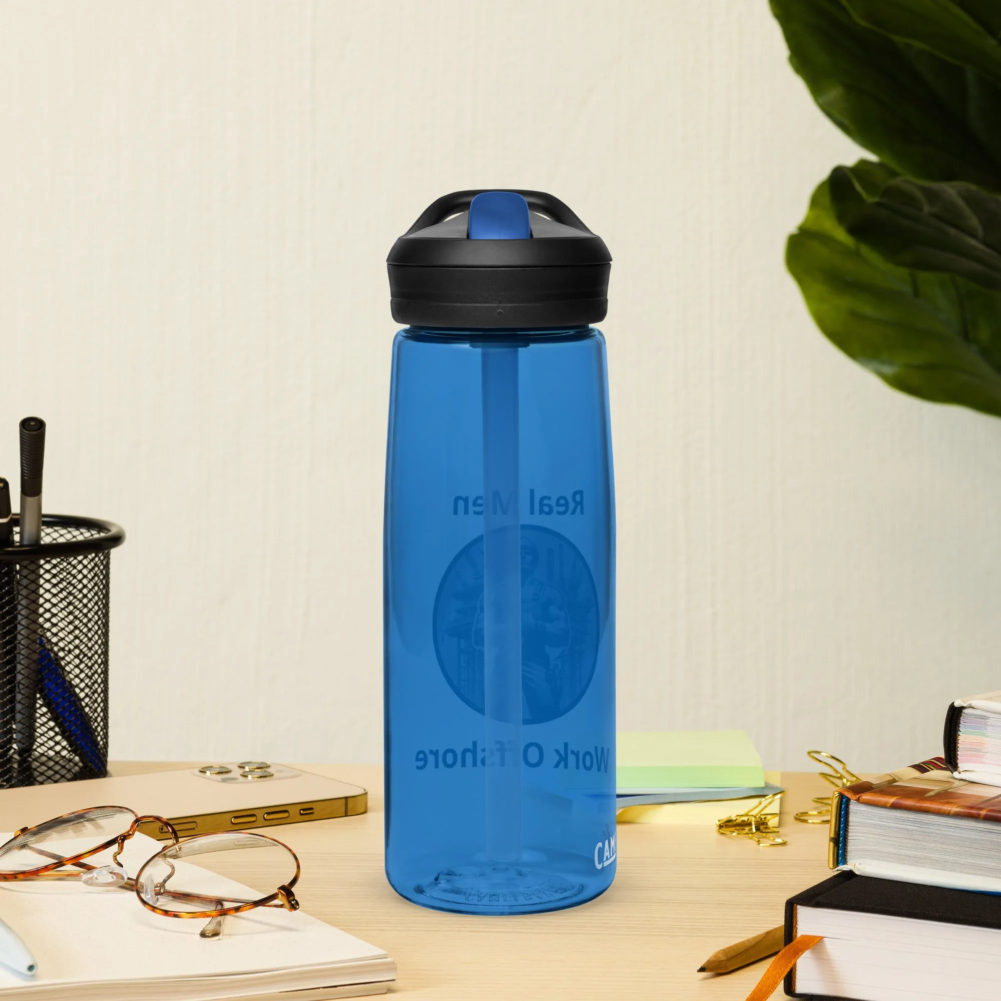Sports water bottle - Real Men Work Offshore 1