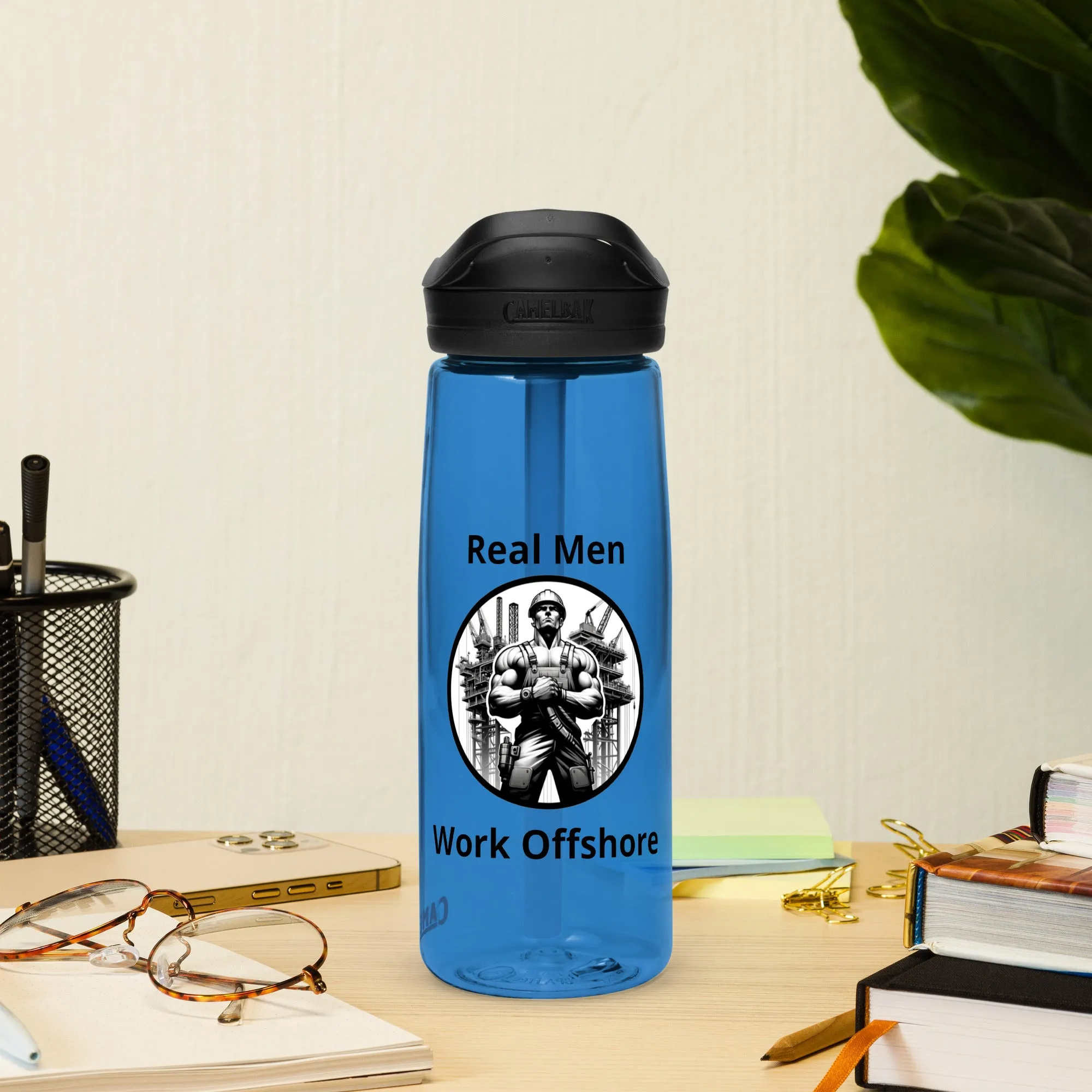 Sports water bottle - Real Men Work Offshore 1
