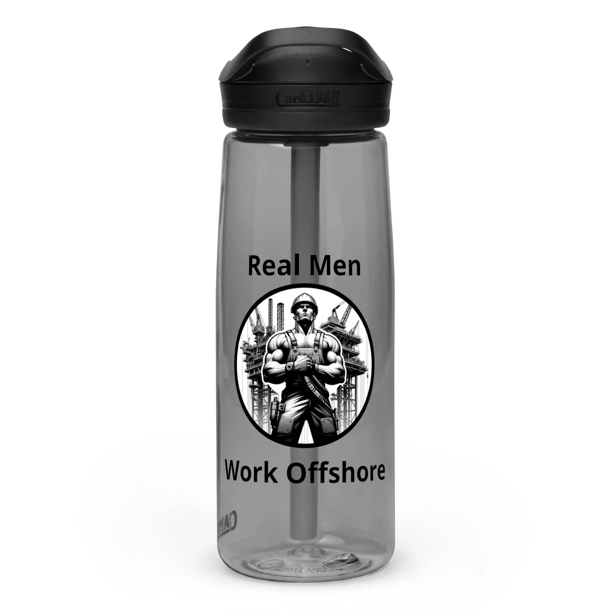 Sports water bottle - Real Men Work Offshore 1