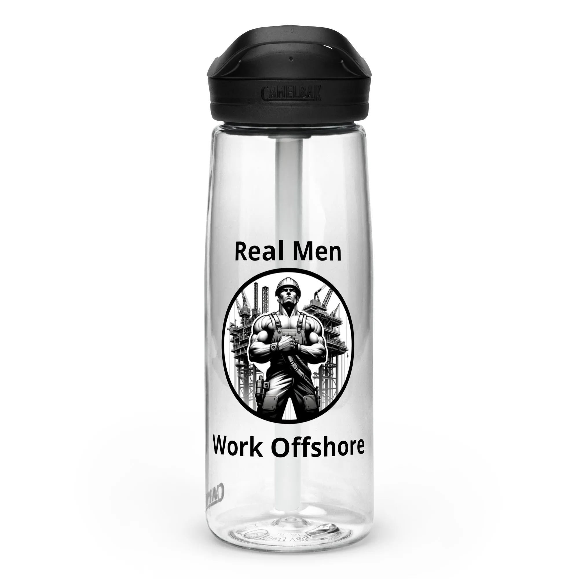 Sports water bottle - Real Men Work Offshore 1