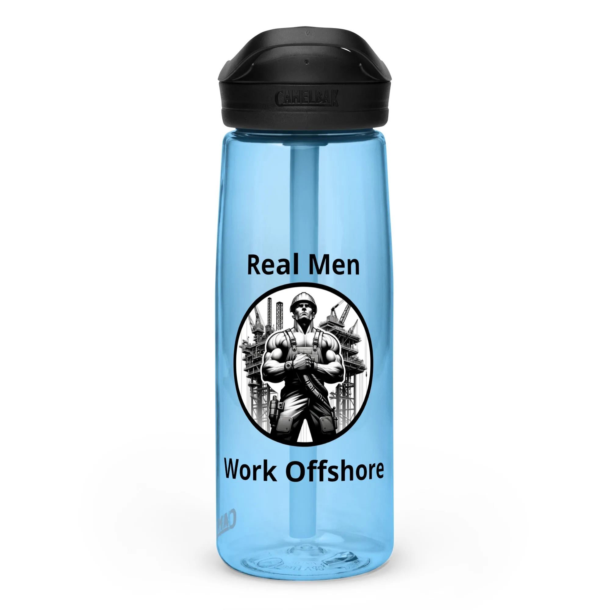 Sports water bottle - Real Men Work Offshore 1